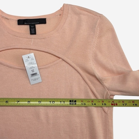 WHBM Cashmere Blend Cutout Crewneck Fitted Sweater Size XS Peach NEW - Picture 6 of 10
